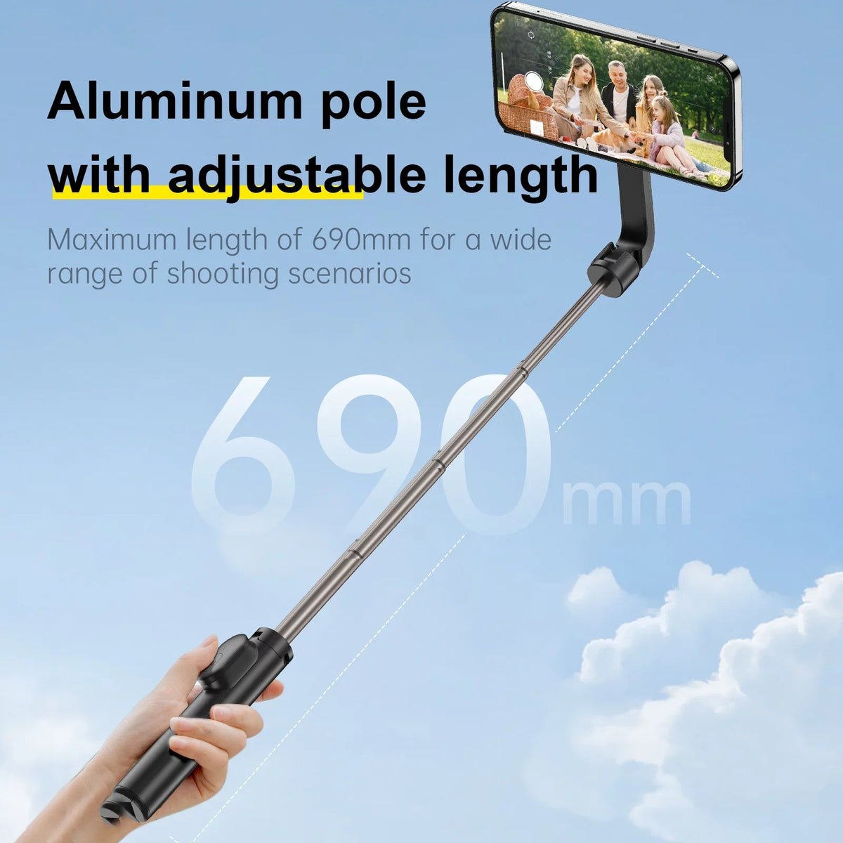 TELESIN Magnetic Selfie Stick with Remote Control for , 27.1 inch Tripod,  Rotation