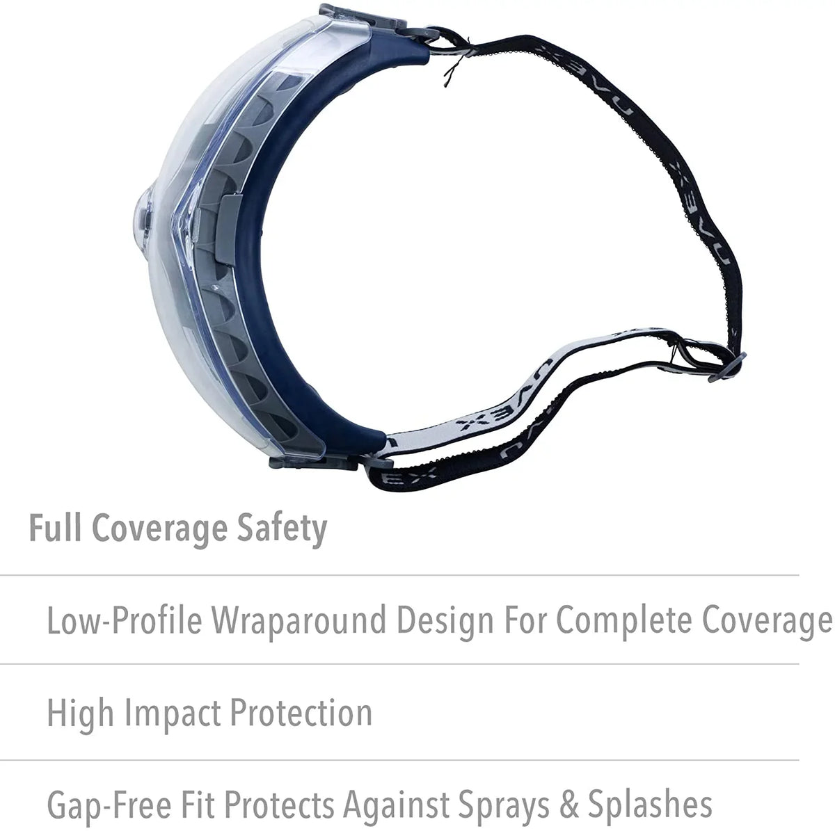 North Safety 763-S3970HSF Clear Lens Uvex Stealth OTG Safety Goggle, Navy Frame