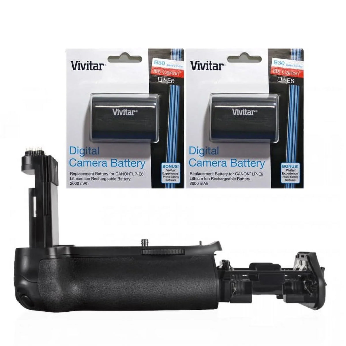 High Capacity LP-E6 Batteries + Nw Direct Microfiber Cloth. Vivitar For  BG-E16 Battery Grip for  EOS 7D Mark II (Alternative For  BG-E16 ) + 2 Pcs