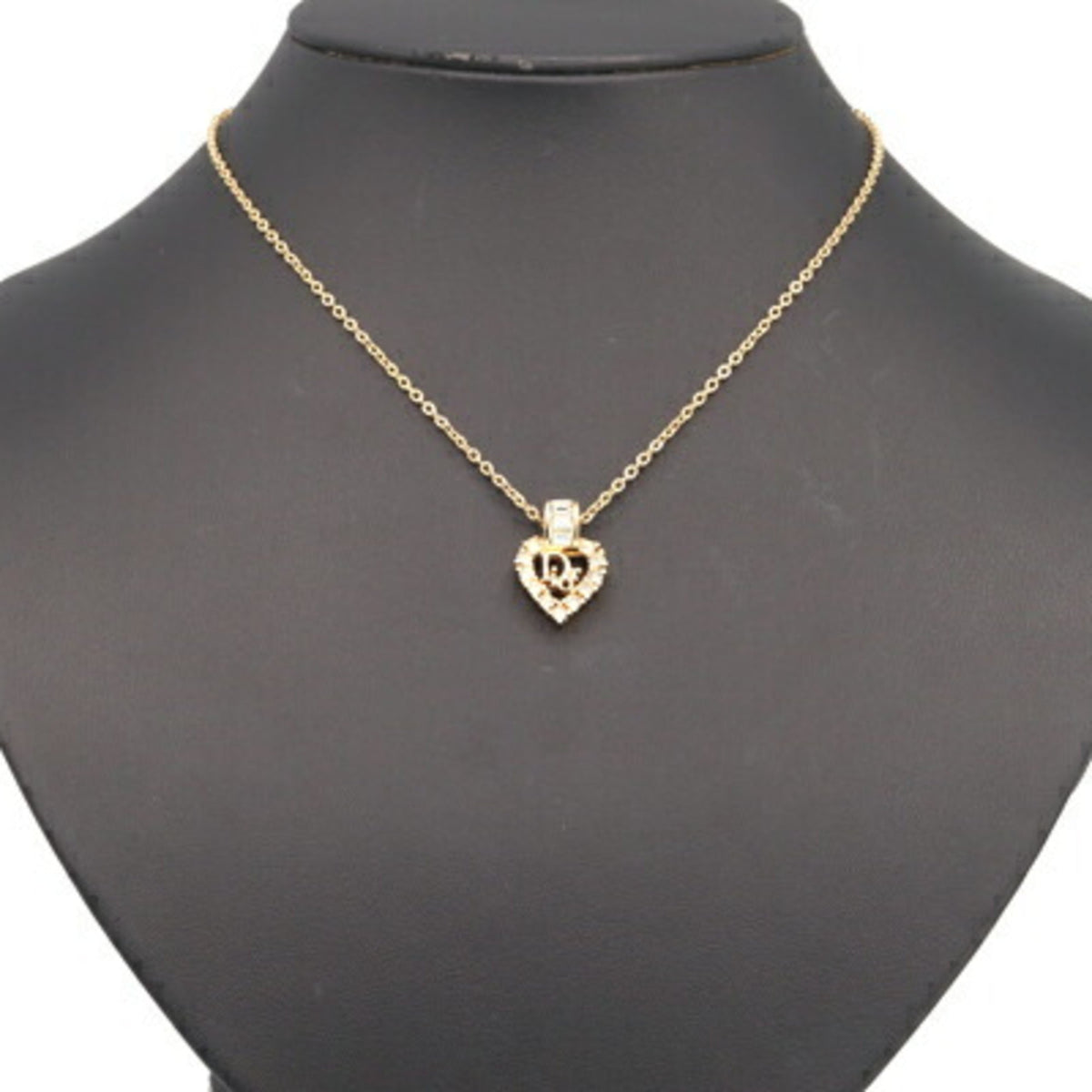 Pre-Owned Christian Dior Dior Necklace Gold Metal Heart Stone Women's Christian (Good)