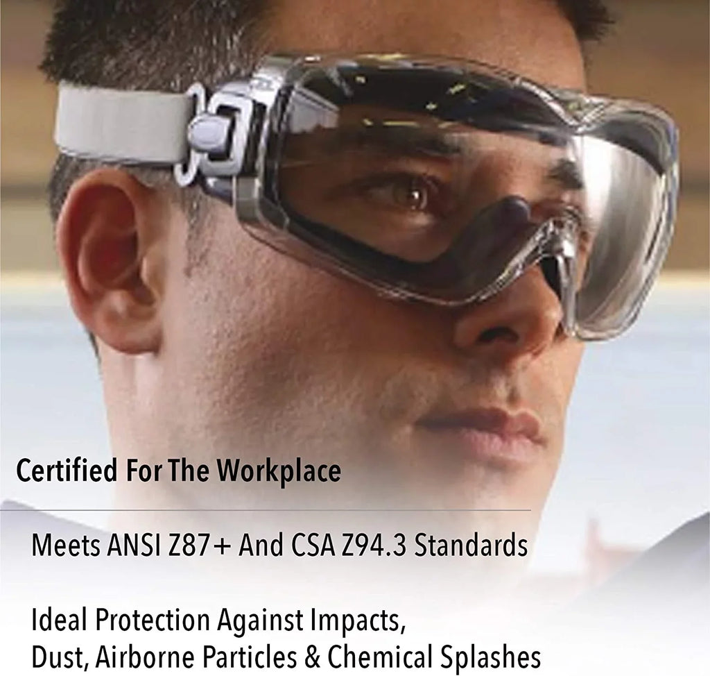 North Safety 763-S3970HSF Clear Lens Uvex Stealth OTG Safety Goggle, Navy Frame