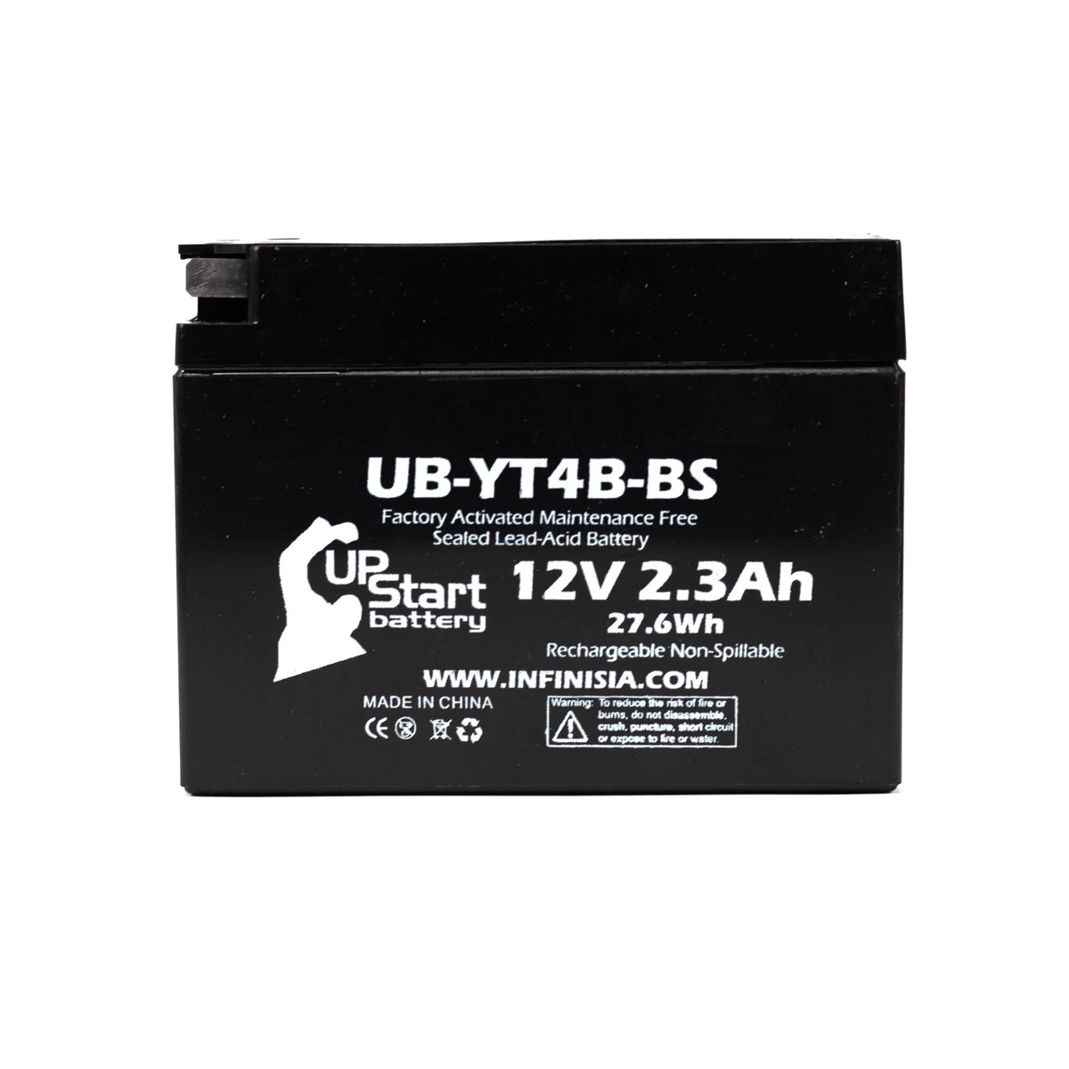 2-Pack UpStart Battery Replacement 2006 Yamaha SR400 400CC Factory Activated, Maintenance Free, Motorcycle Battery - 12V, 2.3Ah, UB-YT4B-BS