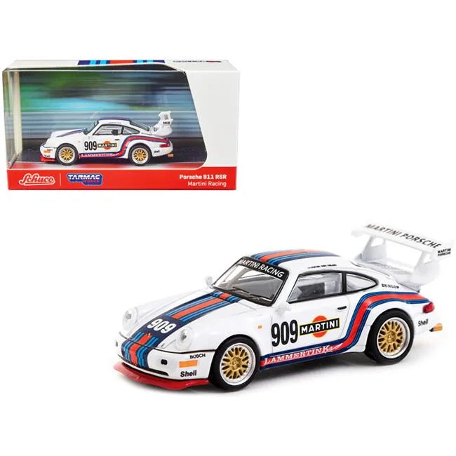 1-64 Scale Porsche 911 RSR No.909 Martini Racing White with Stripes Collab64 Series Diecast Model Car