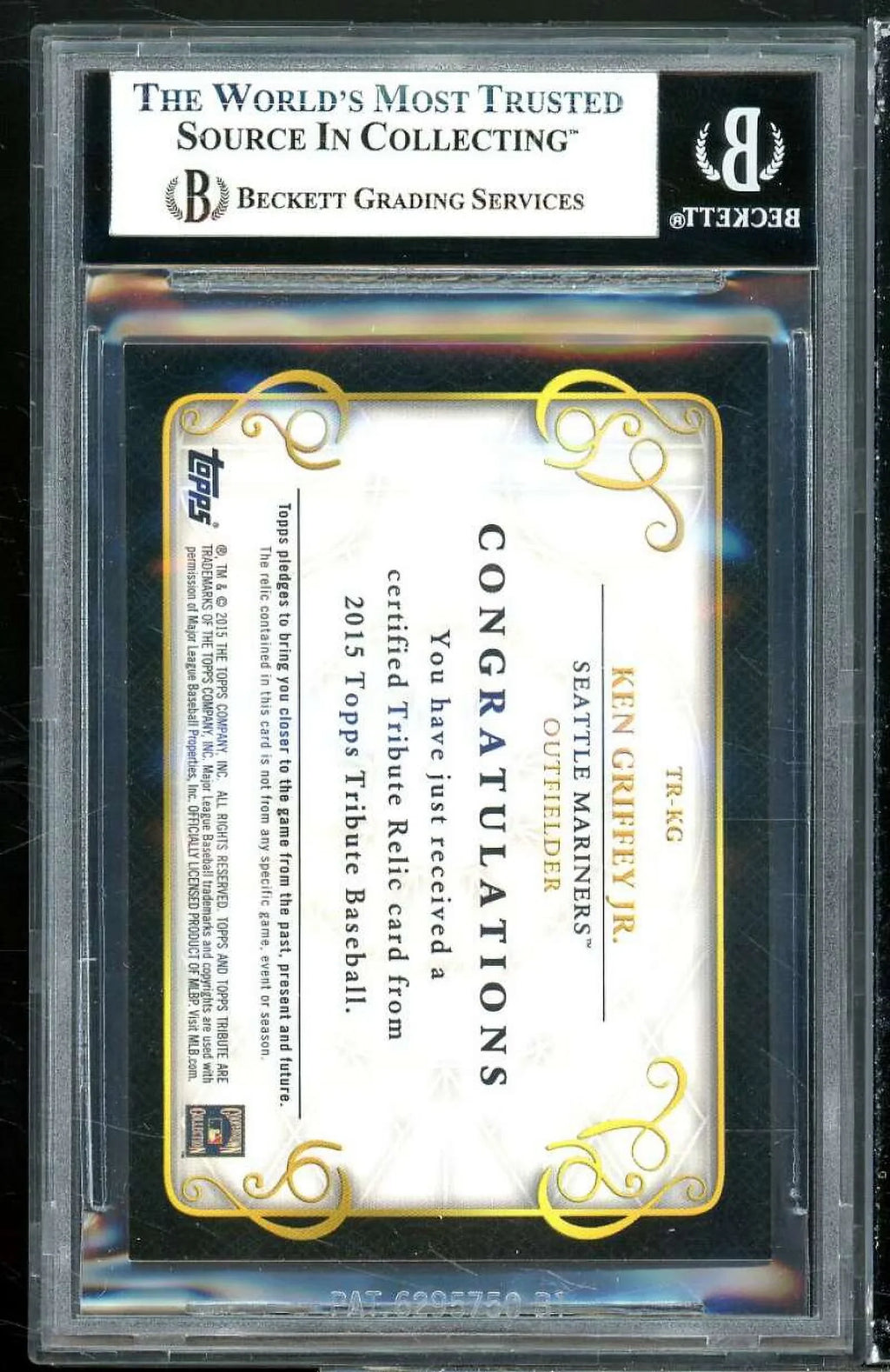Card 2015 Topps Tribute Relics Green #trkg BGS 8.5 (8 9 9 9). Ken Griffey Jr