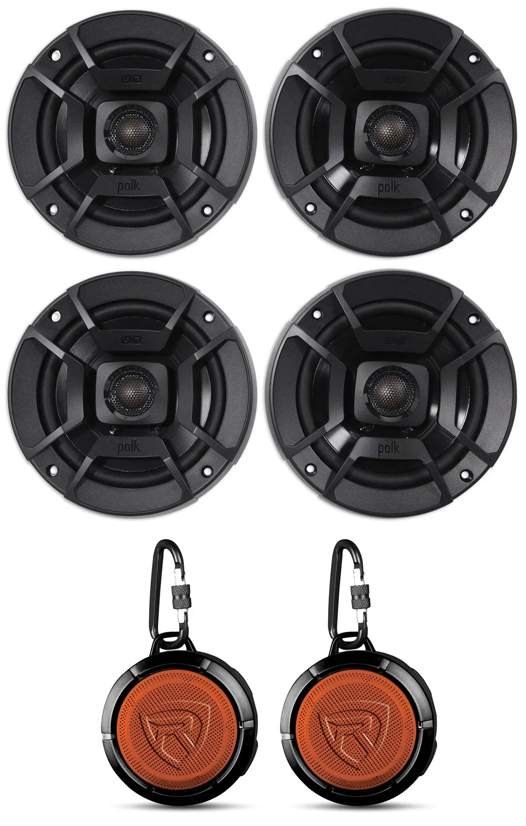 (2) Polk Audio DB522 5.25" 600w Car Audio Marine/ATV/Motorcycle/ship Speakers Bundle with (2) Rockville RPB1 10 Watt