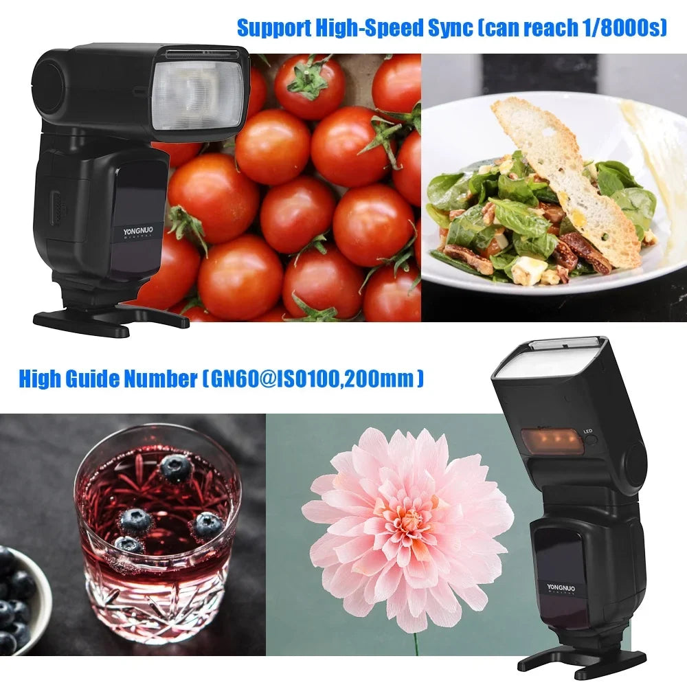 YONGNUO Camera Flash,YN968N YN968N II TTL LED 5600K DSLR Speedlite Speedlite 1/8000s HSS II TTL Speedlite appropriate YN622N YN560 DSLR appropriate YN622N appropriate Built-in LED 5600K HSS