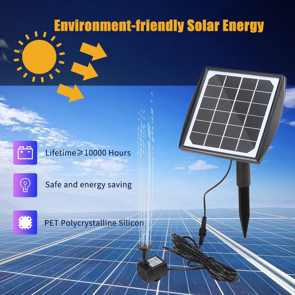 Lixada Solar Panel liquid Pump Fountain Pump Adjustable for DIY Birdbath Fish Tank Small Pond Patio Lawn Pool Garden