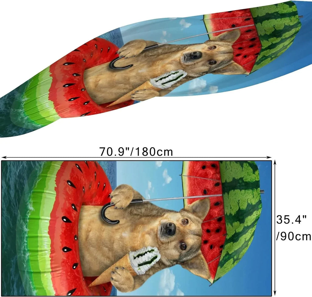 Hyjoy Dog On Watermelon Inflatable Circle Long Silk Neck Scarf Lightweight Shawl Wrap Scarves for Women Girls