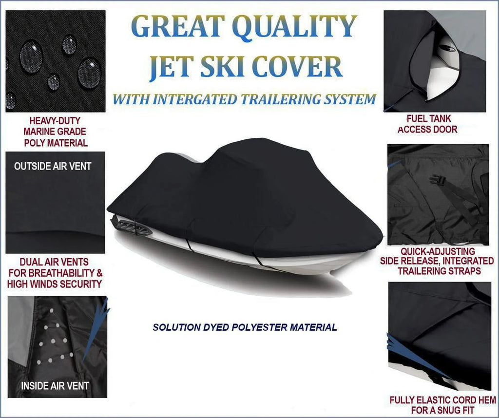 BLACK 600 DENIER JetSki wrap matching for Polaris SLX 1995 1996 1997 1998 1999 2000 2001 Jet Ski PWC protector 1-2 Seater