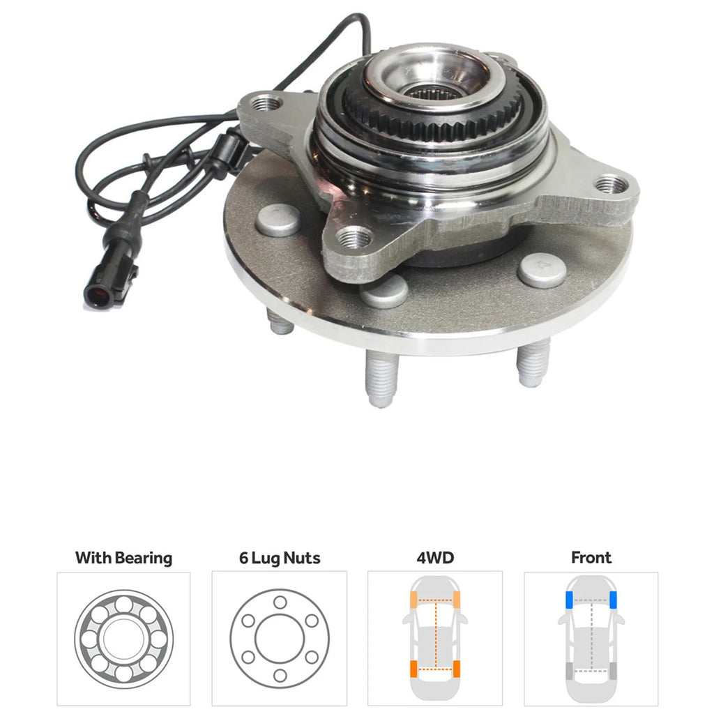 Bolt Pattern Four Wheel Drive fits 2000-2006  Expedition Eddie Bauer 8 Cyl 4.6L. Front Side Wheel Hub With Bearing 6 x 5.31 in